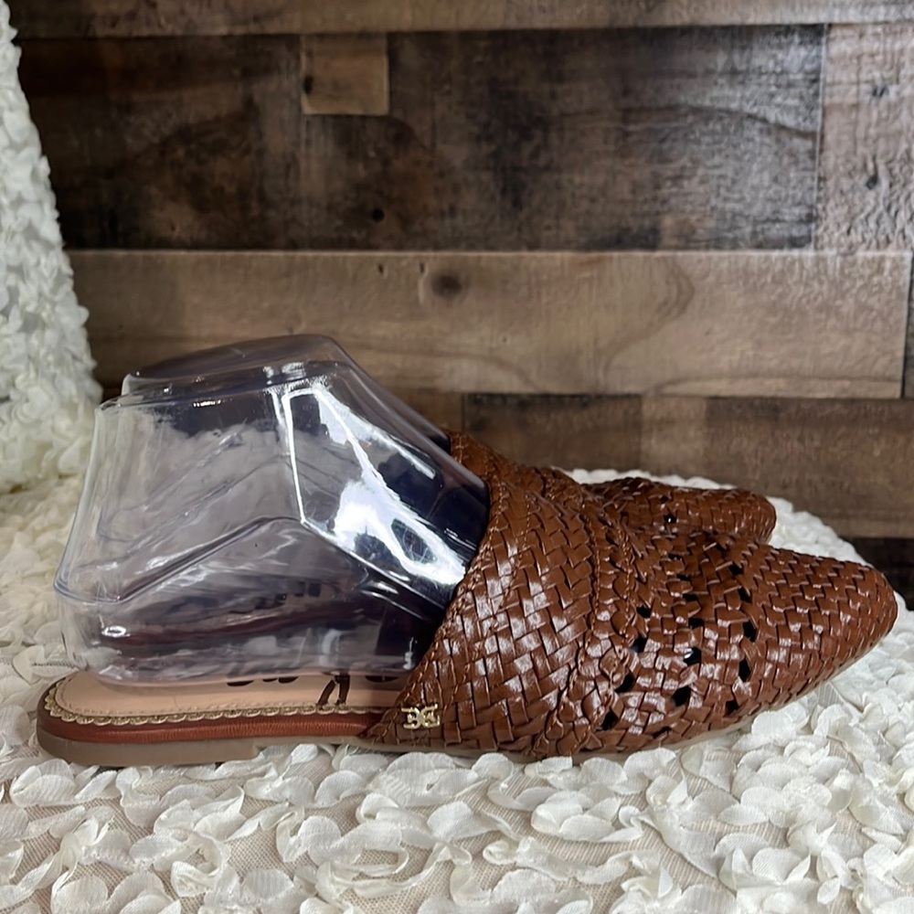 Sam Edelman Woven Brown Leather Mules Size 8